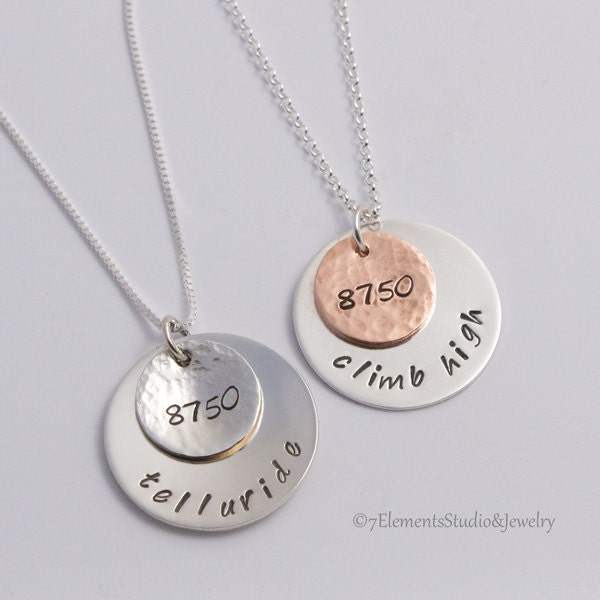 Telluride Elevation Necklace, Silver 8750 Necklace, Sterling Telluride
