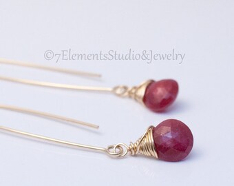 Ruby and 14K Gold Fill Earrings