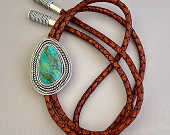 Ceremonial Kingman Turquoise and Sterling Bolo Tie