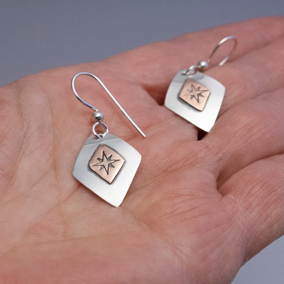 True North Earrings, Compass Rose Earrings