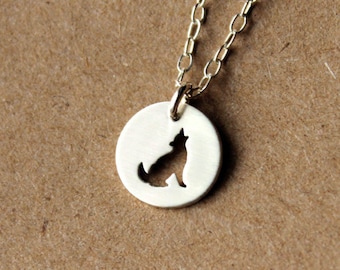 Sterling Silver Wolf Necklace - Handcrafted Silver Jewelry - Silver Necklace