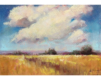 Landscape Study - Original Pastel Landscape Drawing 5x7" - Ready to Ship