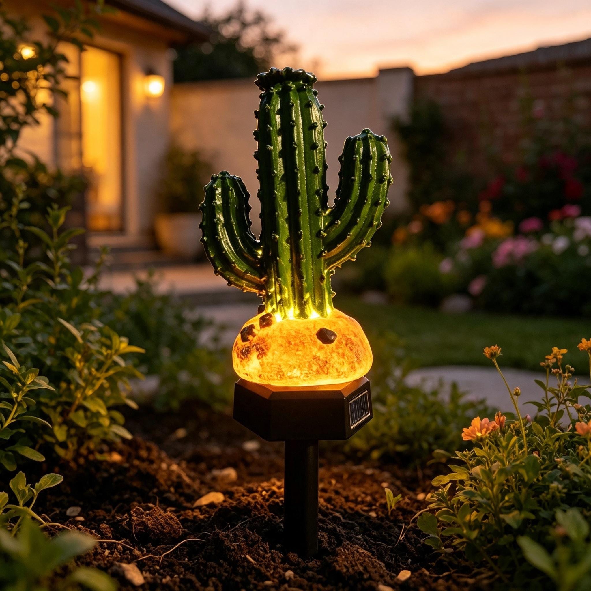 Solar Cactus Light - Etsy