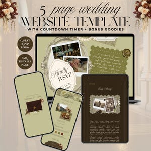 Old Money Wedding Website with RSVP and Countdown Timer | Classic Timeless Aesthetic Vintage Wedding Website | Editable Canva Template