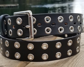 Genuine Leather Belt with Steel Eyelets