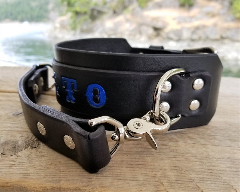 Large Dog Collar With Detachable Handle Leather Dog Collar Etsy