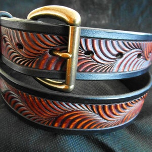 Tooled Western Leather Belt: Hermann Oak Cowboy Belt Bild 3