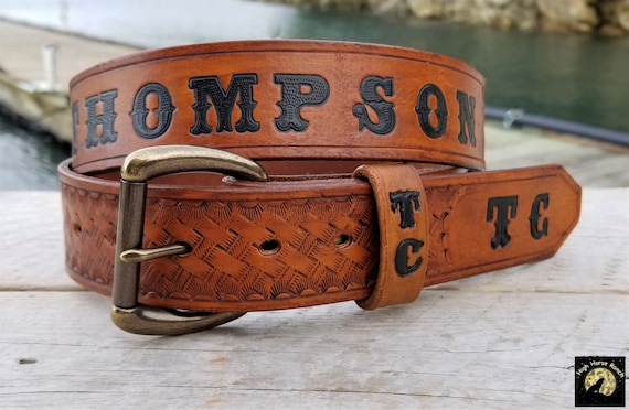 Personalized Leather Belt Western Cowboy Belt Leather Belt with Name and Initials Father s Day gift