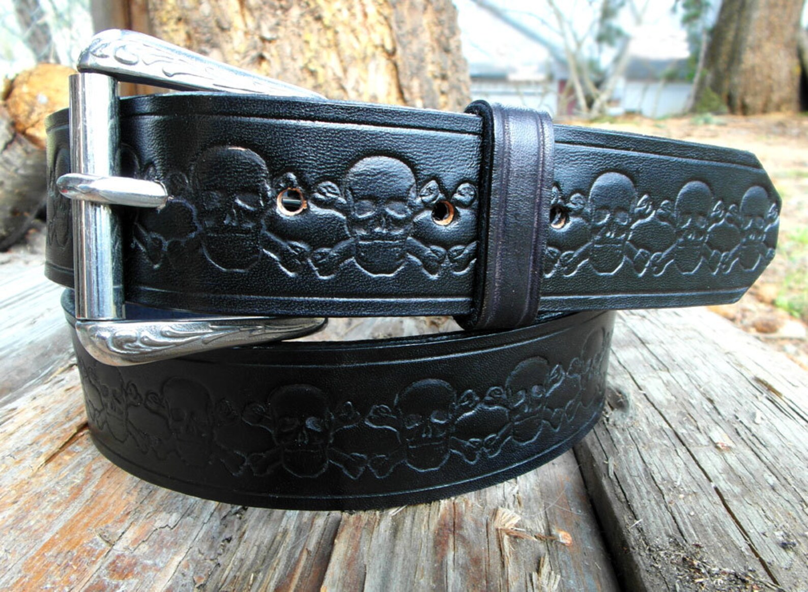 Black Leather Skull Belt Custom Leather Belt Men's Etsy Canada
