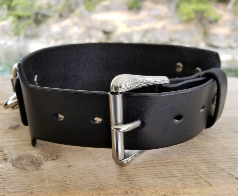 Large Dog Collar With Detachable Handle Leather Dog Collar Etsy