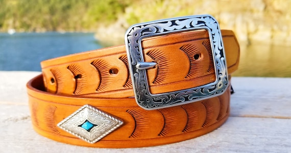7 Turquoise Conchos on Leather Bracelet w/Buckle - The Perfect Bit