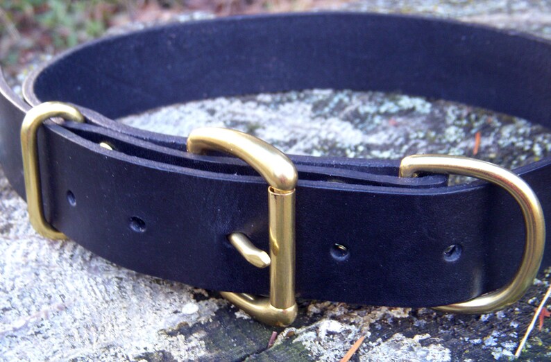 Black Leather Dog Collar Big Dog Collar Plain Leather Etsy Canada