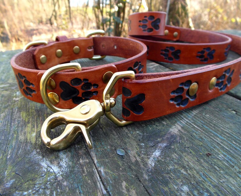 Leather Dog Collar small to medium size embossed wolf Etsy