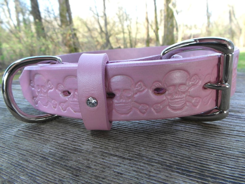 Pink Leather Dog Collar Girl Dog Collar Pink Leather Collar Etsy