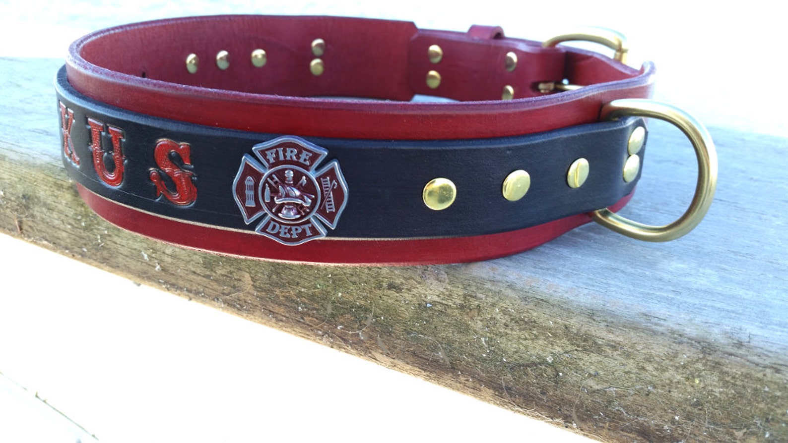 Firefighter Dog Collar Fireman Concho Dog Collar With Name Etsy Canada
