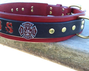 firefighter dog collar personalized