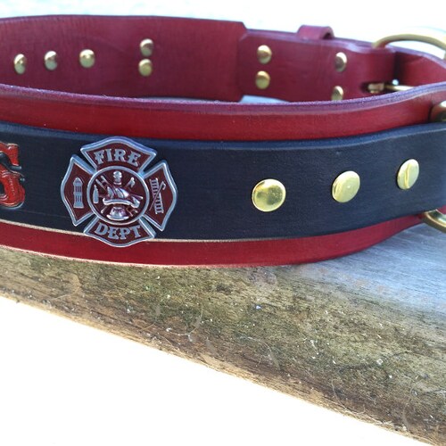 Firefighter Dog Collar Fireman Concho Dog Collar With Name Etsy Canada