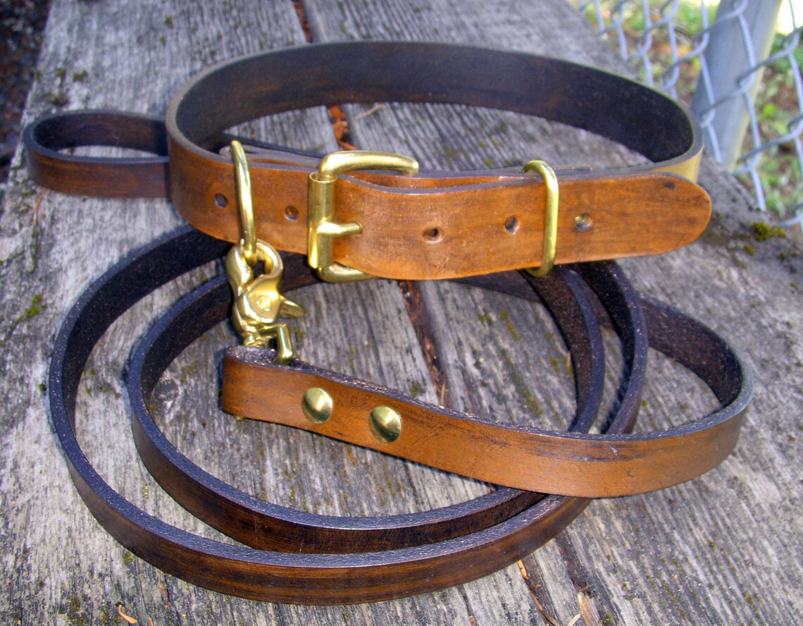 Classic Leather Dog Collar Plain Leather Dog Collar Brown Etsy UK