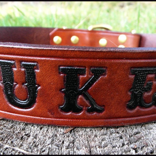 Leather Name Dog Collar Custom Engraved Dog Collar Etsy