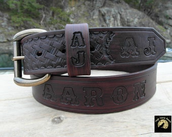 Western Leather Belts, Personalized Leather Belt, Leather Belts Custom, Tooled Leather Belt with Name and Initials