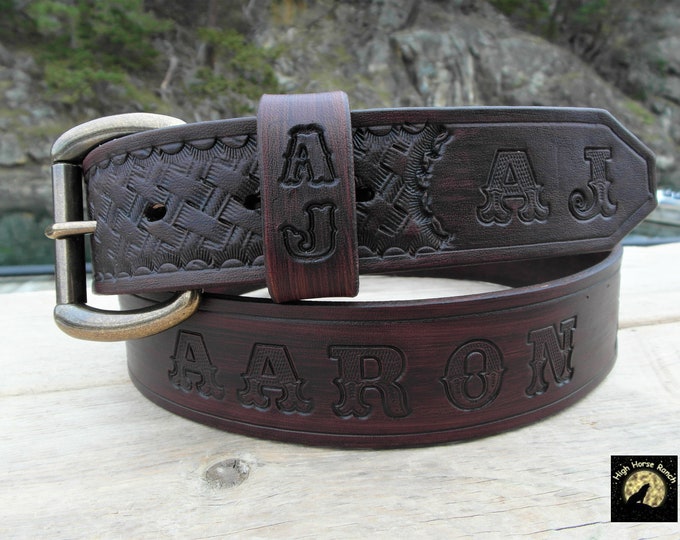 Western Leather Belts, Personalized Leather Belt, Leather Belts Custom, Tooled Leather Belt with Name and Initials