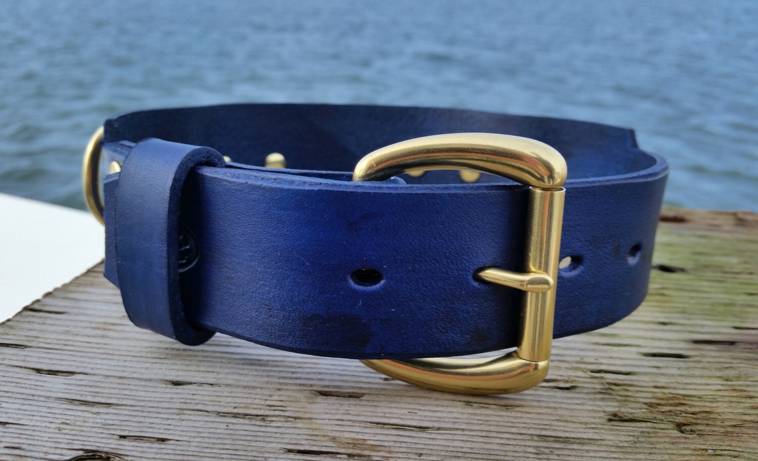Blue Leather Dog Collar 2 Inch Wide Collar Royal Blue Pet Etsy Canada