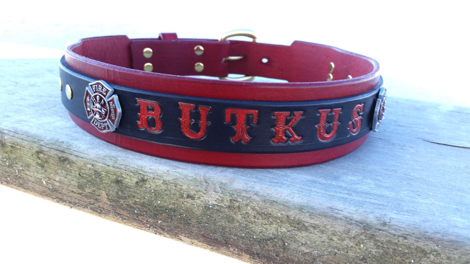Firefighter Dog Collar Fireman Concho Dog Collar With Name Etsy Canada