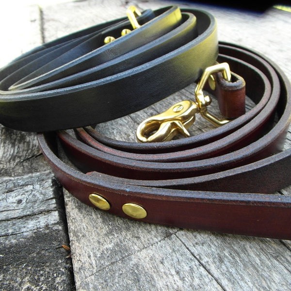 Leather Leash, Leather Lead, Dog Leash, Pet Leash, can be dyed to match any collar.