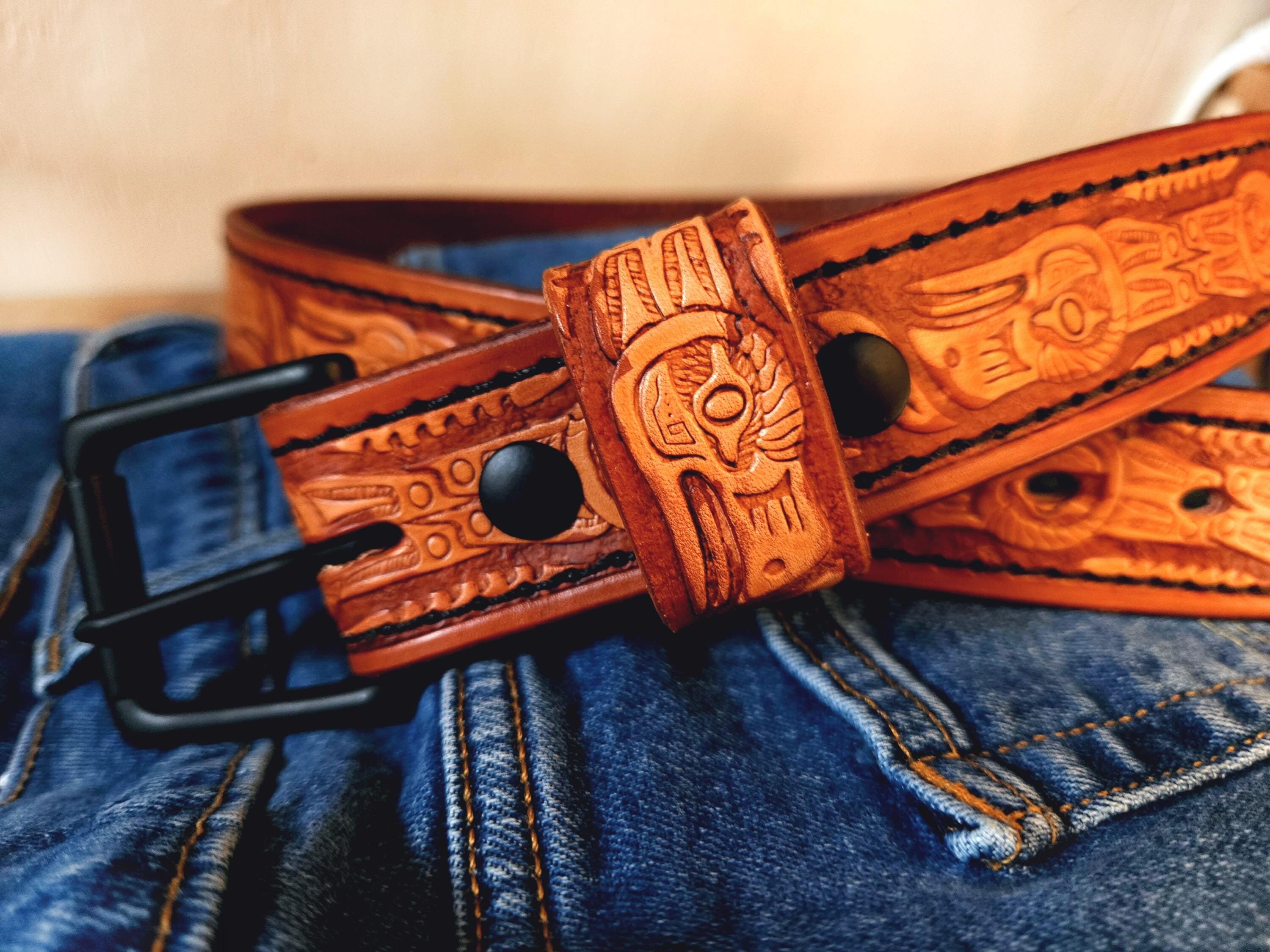 Tribal Design Leather Belt Tribal K Leather | An awesome custom women main image 3