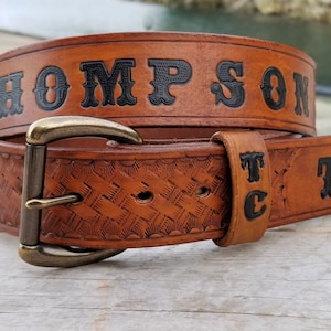 Punzierter Ledergürtel, Western Cowboy Gürtel mit Gravur