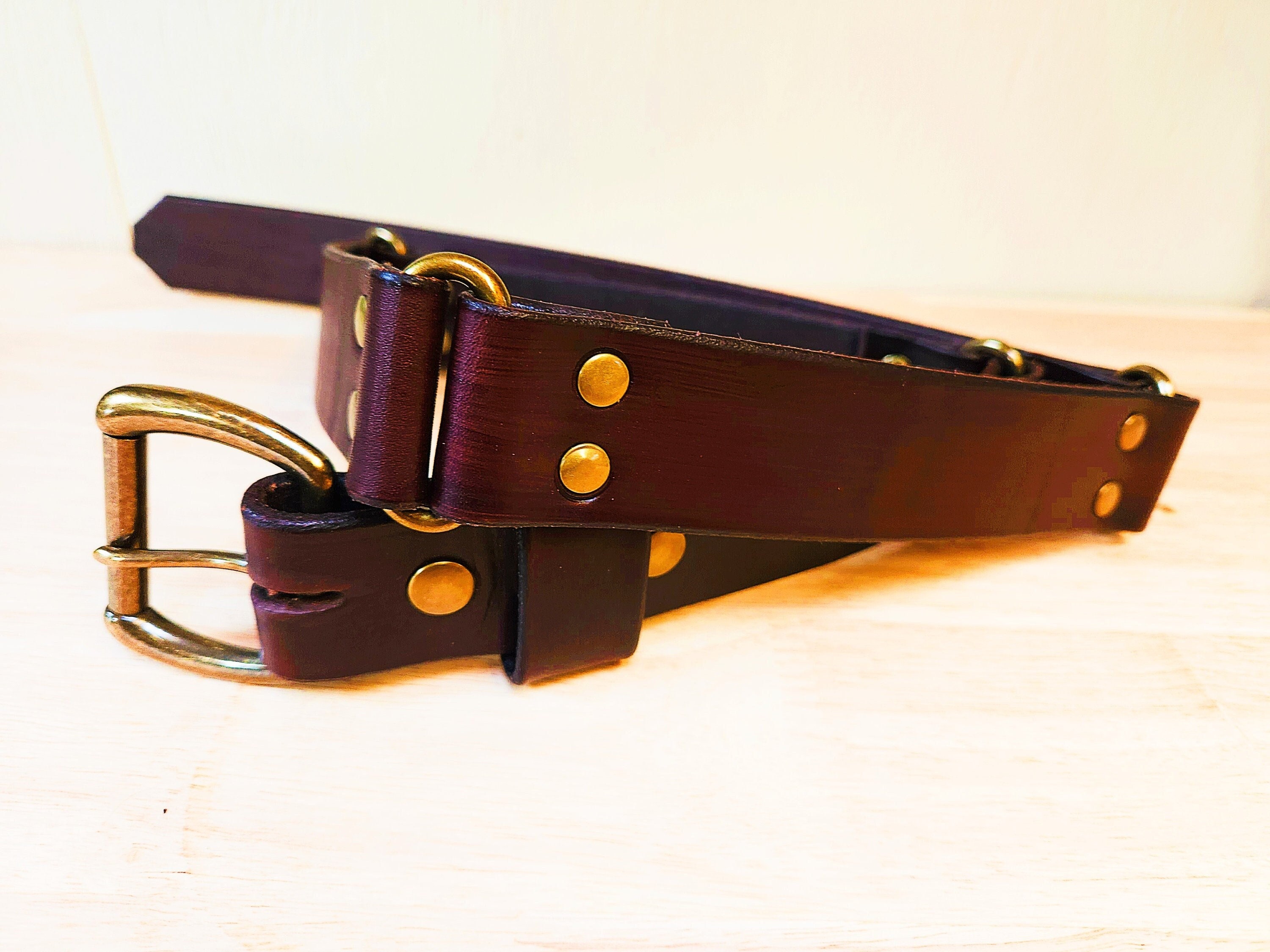 THEORY Brown Brass Hardware Belt S Dark Brown Leather Belt: Sectional Design With Brass  main image 2