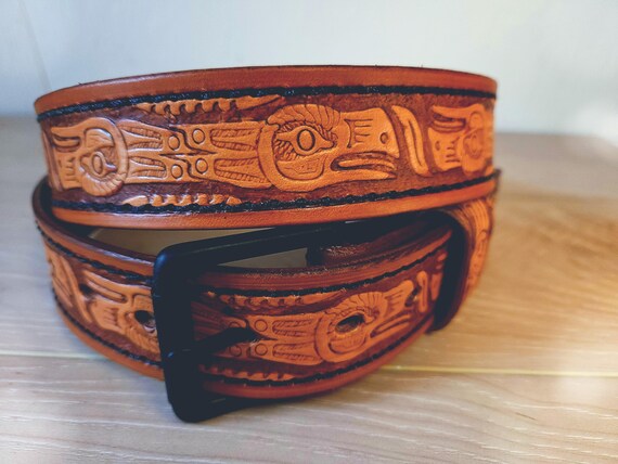 Tribal Eagle Design Leather Belt - Unique Indigenous  display picture 2