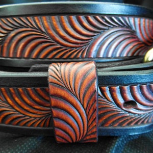 Tooled Western Leather Belt: Hermann Oak Cowboy Belt Bild 6