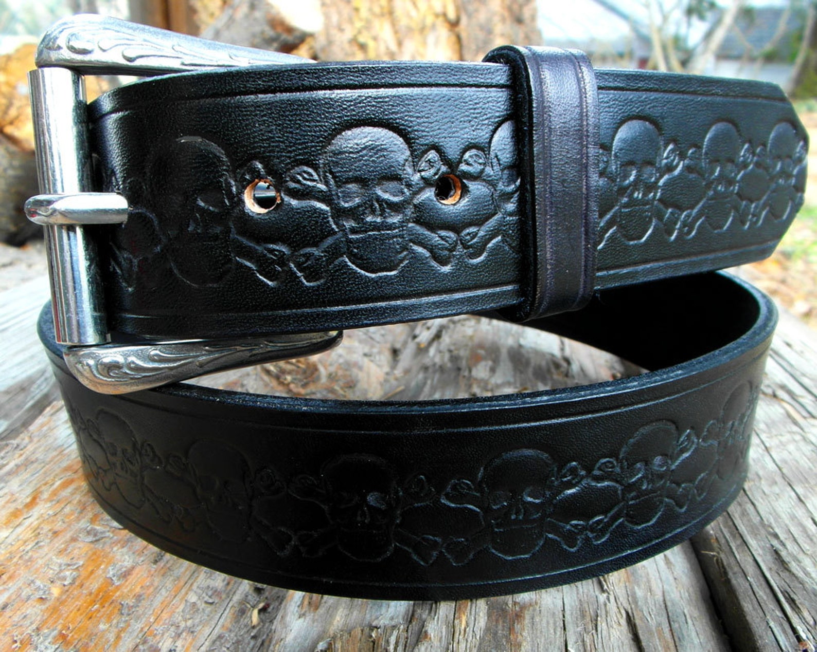 Black Leather Skull Belt Custom Leather Belt Men's Etsy Canada