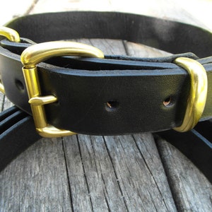 Black Leather Collar and Leash, Black Pet Collar with Leash, Leather Collar with Matching Leash, Large Dog Collar and Leash, Big Dog Collar