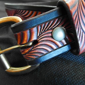 Tooled Western Leather Belt: Hermann Oak Cowboy Belt Bild 7