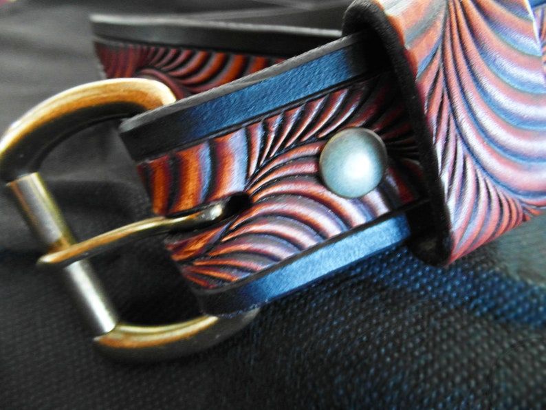 Tooled Western Leather Belt: Hermann Oak Cowboy Belt Bild 7
