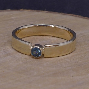 Blue Topaz contemporary 9ct gold alternative engagement ring, Fiona Lewis ready to ship design hand made in UK ETHICAL RECYCLED image 1