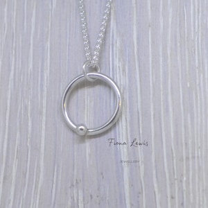 Recycled Sterling Silver Droplet Circle Pendant - Handmade in UK