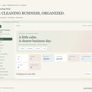 Cleaning Business Client Tracker App | Recurring Job Schedule, Checklists and Payments | Offline HTML App