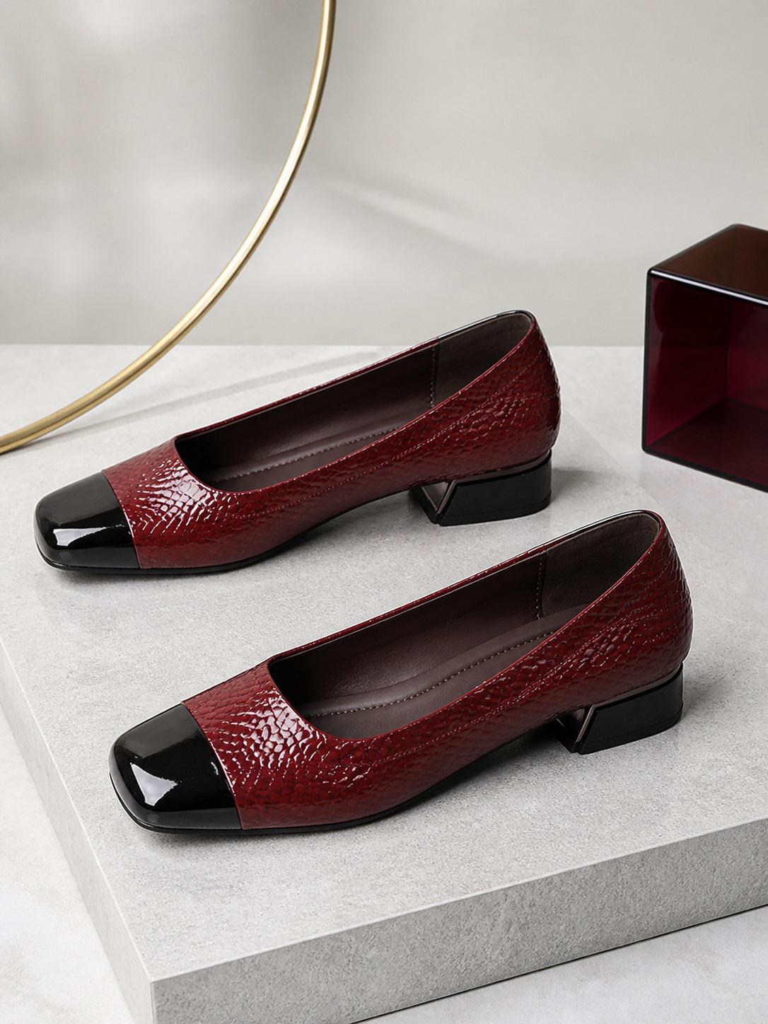 Burgundy Low Heels