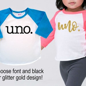 Baby's First 1st Birthday 'Uno' Poly Cotton 3/4 Raglan Sleeve Baseball Shirt image 1