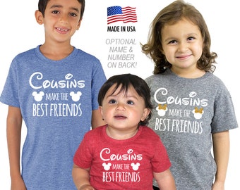 Disney Font 'Cousins Make the Best Friends' Tri Blend Infant, Toddler, Kids, Youth T-Shirt - Personalized - Mickey Mouse - Disney Vacation
