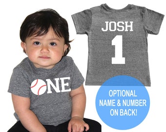 First 1st Birthday 'One' Baseball Tri Blend Baby First Birthday T-Shirt - Infant Boy and Girl Tee