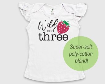 Wild and Three - Haut pour petite fille 3e anniversaire aux fraises