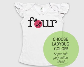 Haut Coccinelle pour le quatrième anniversaire - Manches flottantes en mélange poly-coton