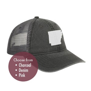 ARKANSAS Low Profile Trucker Hat - Vintage Look Pigment Dyed Cotton Twill Polyester Mesh Back 6 Panel Trucker Hat