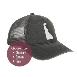 DELAWARE Low Profile Trucker Hat - Look vintage Pigment Dyed Cotton Twill Polyester Mesh Back 6 Panel Trucker Hat