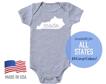 All States 'made.' Cotton Baby One Piece Bodysuit - Infant Girl and Boy Gift | Unisex Baby Clothing