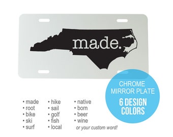 Custom North Carolina Aluminum Mirrored License Plate  - 6 inch x 12 inch - NC Car Plate
